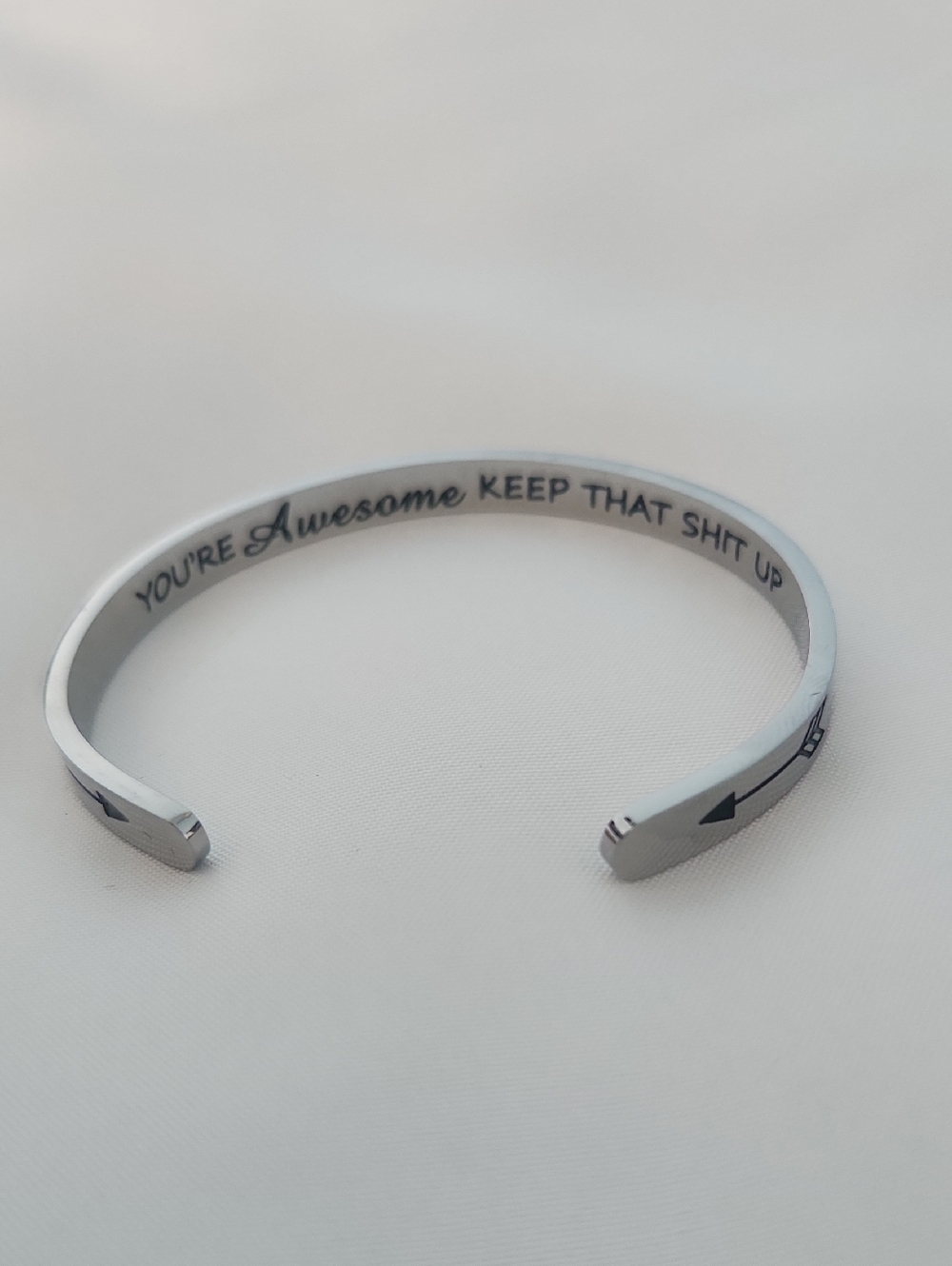 New In Box Joycuff Motivational Silver Cuff Bracelet - "You're Awesome"